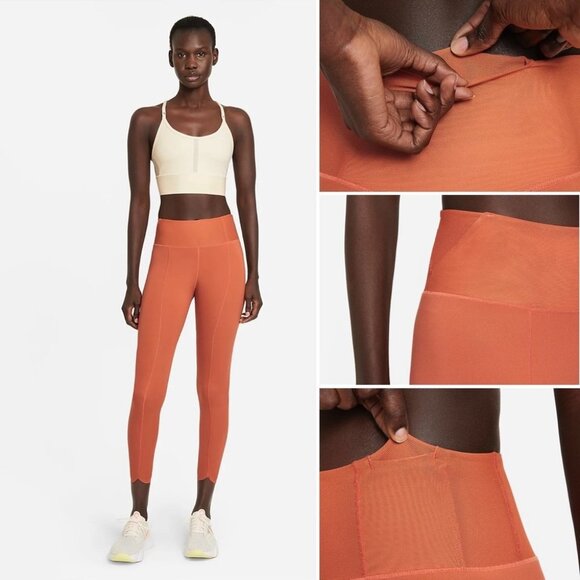 Nike One Luxe Icon Clash High Rise Orange Leggings Crop Size Small 2021 Athletic - Picture 2 of 16